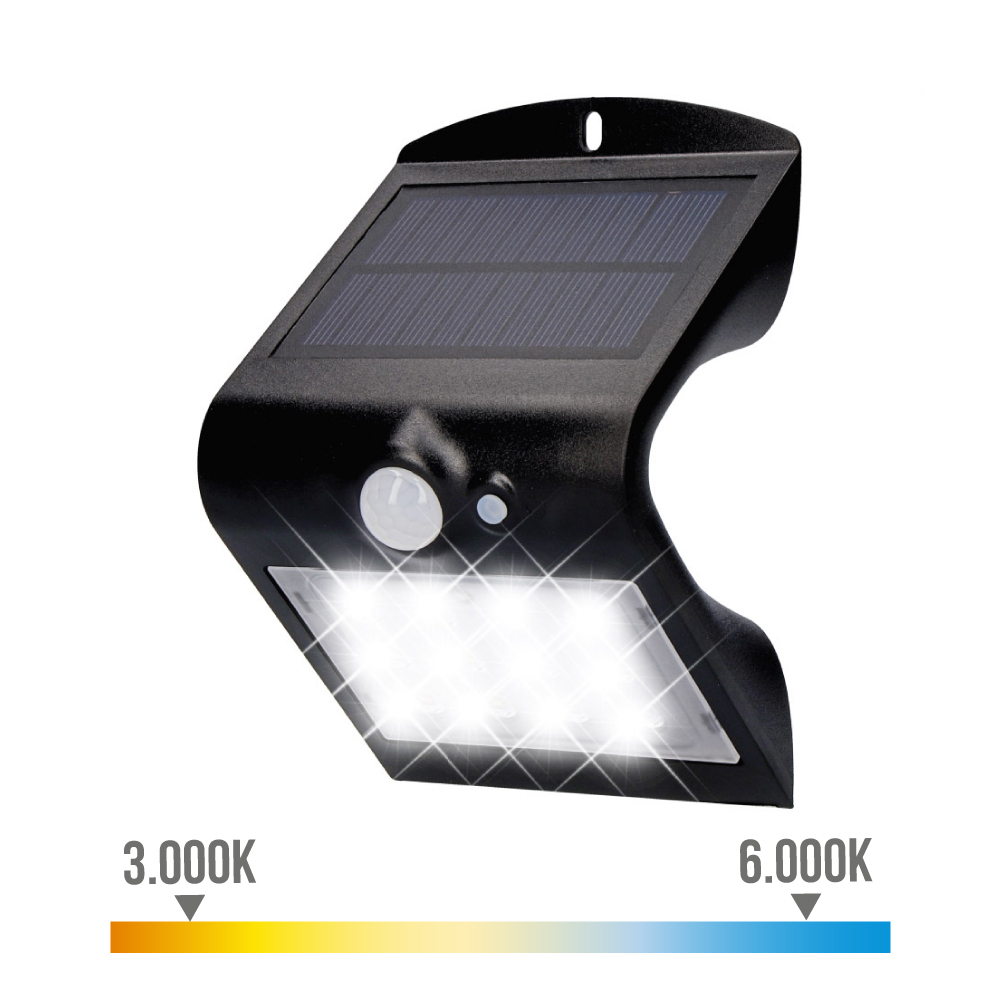 EDM Aplique Solar EDM 1,5W 220lm Negro con Sensor 2-6m - 31840 Aplique solar Iluminación Exterior Solar Led - details 2
